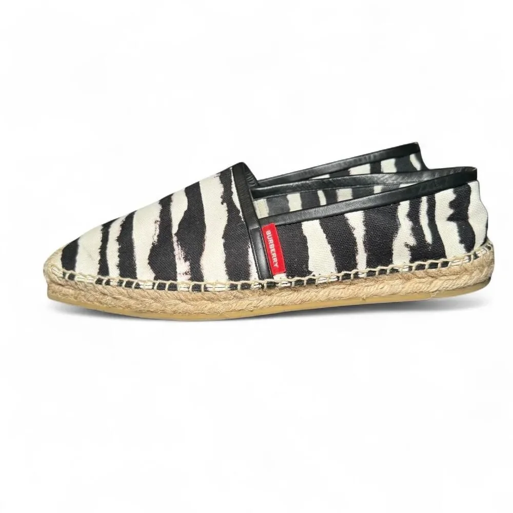 Burberry Women's Abstract/Zebra Print Flat Slip-on Espadrilles EU40/US9.5